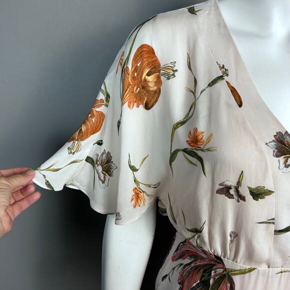 Reiss Dress Size 2 UK 6 Ruby Floral flutter sleeve jazz feminine flirty - Picture 6 of 14